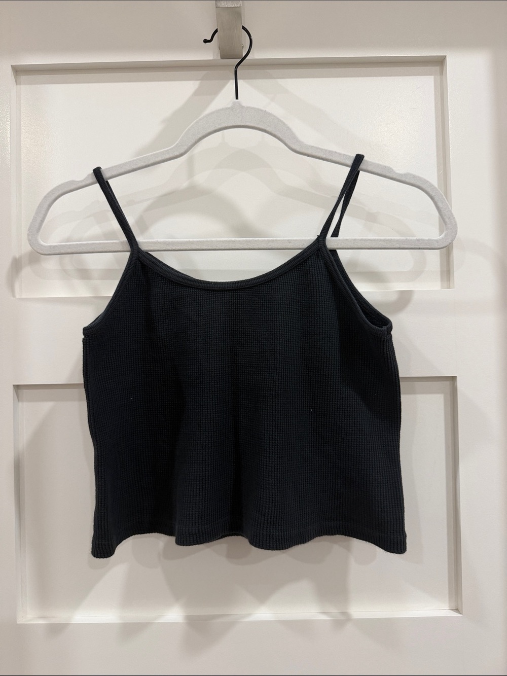 Brandy Melville Black Waffle Knit Tank Top
